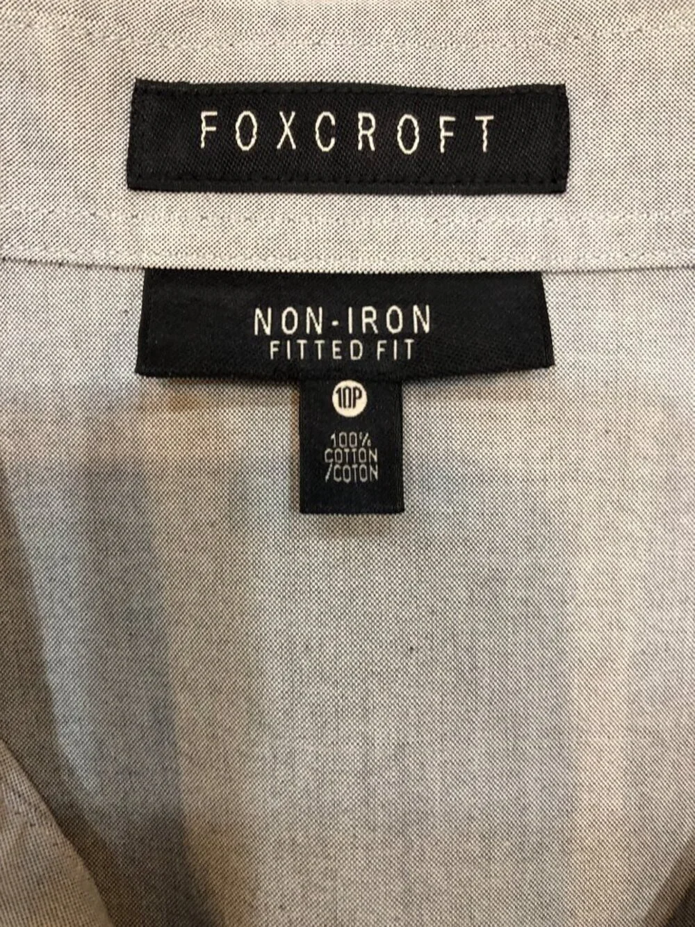 Foxcroft 100% Cotton Non Iron Light Gray 3/4 Sleeve Fitted Career Top Size 10P